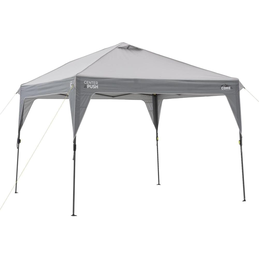 imageCORE 10 FT x 10 FT Instant Pop Up Canopy Tent  Portable Straight Leg Outdoor Gazebo Shelter with Wheeled Carry Bag  Perfect for Camping Beach Picnic Backyards BBQ Tailgate Patio and Party10 x 10 Center Push Instant Canopy