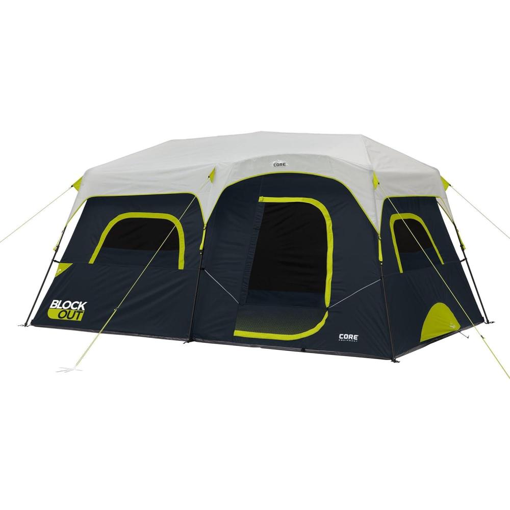 imageCORE Blackout Instant Cabin Tent  Large Family Pop Up Dark Room Tent with Easy Camp Setup  Included Storage Pockets for Outdoor Camping Accessories9 Person