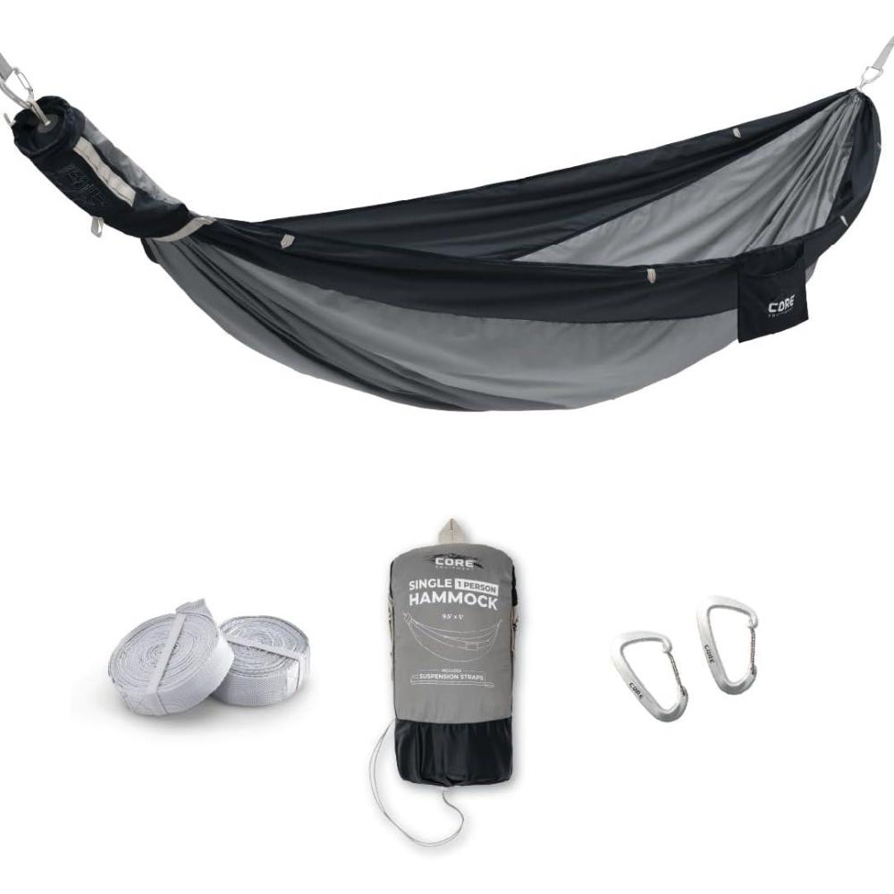 imageCORE Camping Hammock Portable Car Camping Single or Double Hammock Perfect Camping Essentials for Outdoor Hiking Travel and Backpacking Included Tree Straps Carabiners and Carry Bag