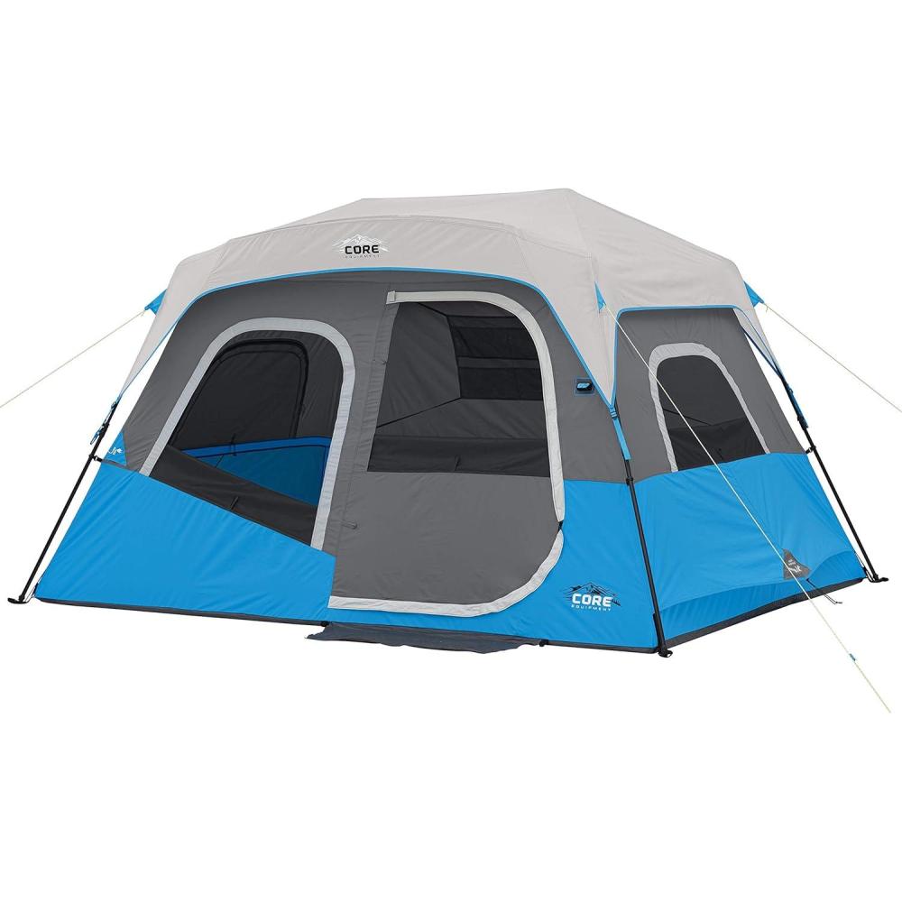 imageCORE Instant Cabin Tents with LED Lights 6 Person 9 Person 12 Person Family Multi Room Lighted Pop Up Tents for Camping Included Storage Pockets for Camping Accessories6 Person