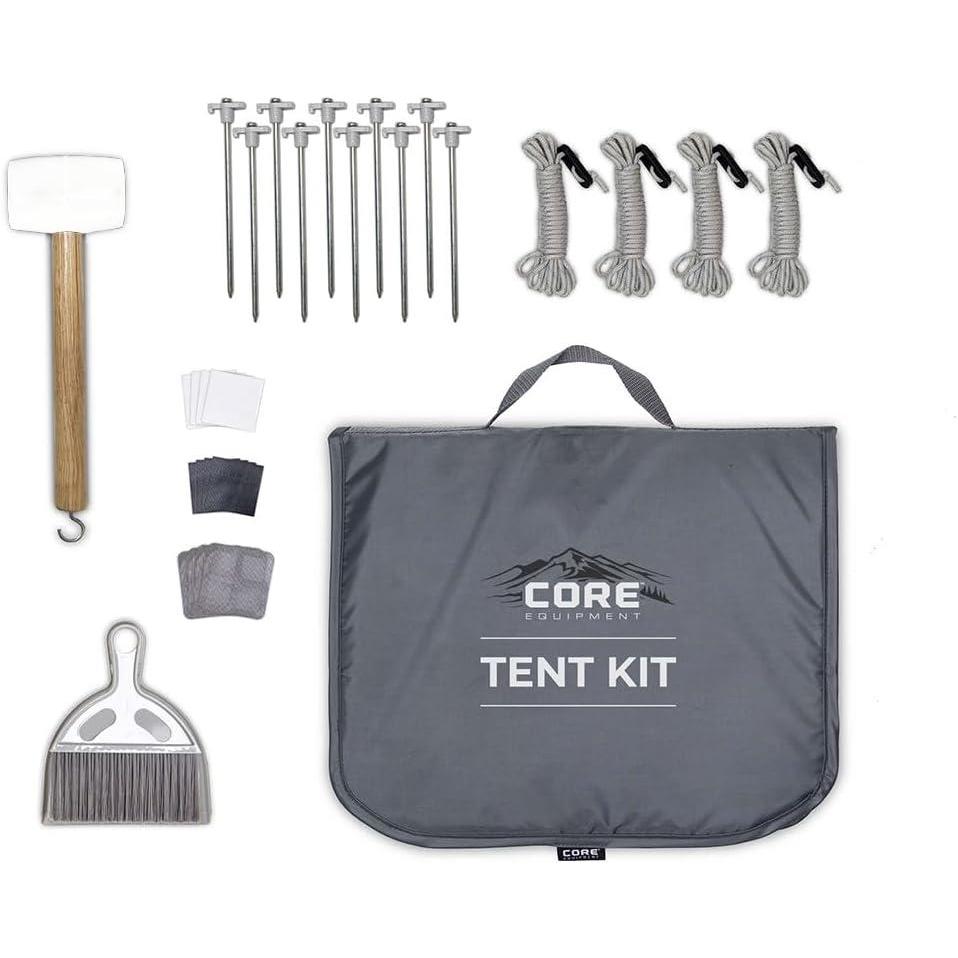 imageCORE Outdoor All in One Camping Kit  Perfect Camping Accessories with Portable Carry Bag  Easy Camp Setup and Takedown with The Included Mallet Stakes Dustpan and Guylines