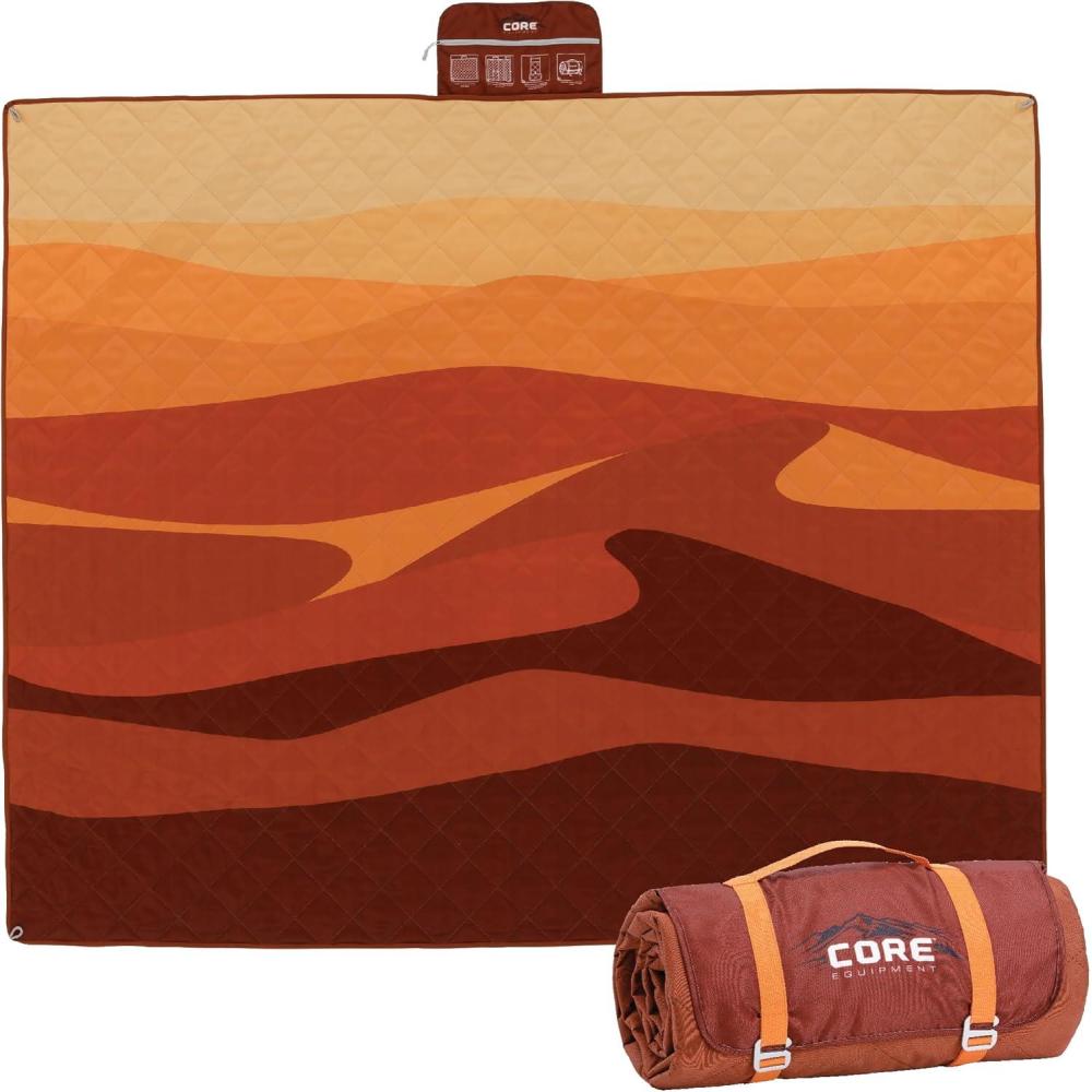 imageCORE Outdoor Weighted Blanket Packable Waterproof Picnic Blanket Beach Mat Tent Camping Rug ampamp Stadium Blanket Large Portable 94quot x 78quot Quilt Design with Builtin Straps and Carry HandleDunescape