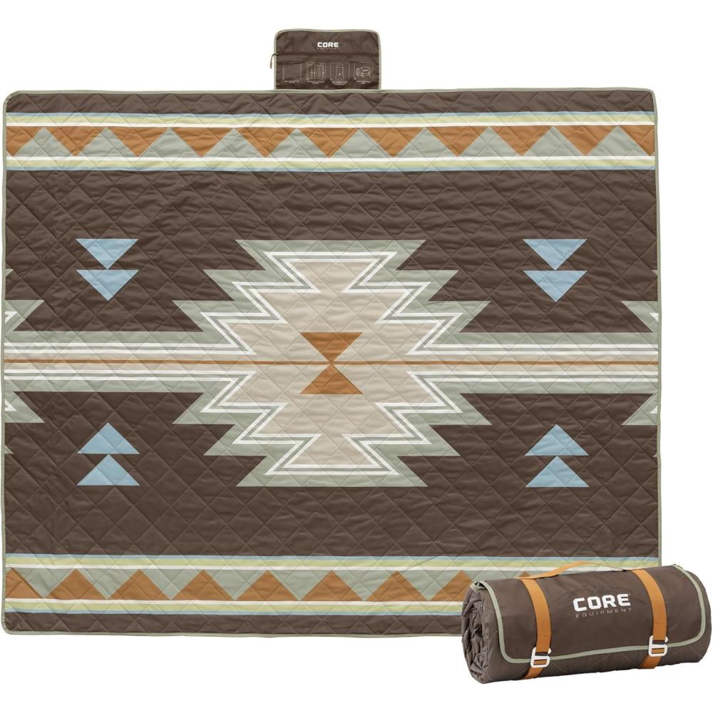 imageCORE Outdoor Weighted Blanket Packable Waterproof Picnic Blanket Beach Mat Tent Camping Rug ampamp Stadium Blanket Large Portable 94quot x 78quot Quilt Design with Builtin Straps and Carry HandleDesert Mosaic
