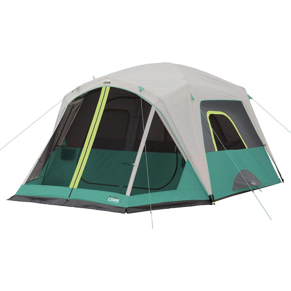 imageCORE Tent for Family Camping 4 Person ampamp 6 Person Portable Camp Tent with Carry Bag for Outdoor Car Camping Included Gear Loft Organizer for Camp Accessories6 Person With Screen Room Green