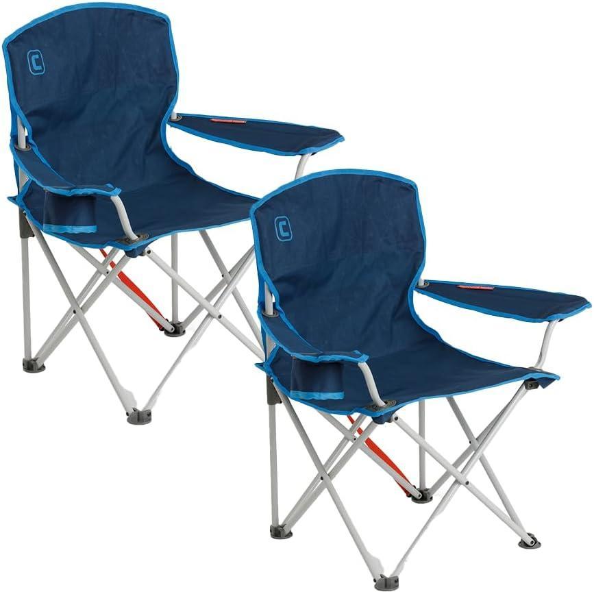 imageCORE Youth Quad Chair Folding Chair with Cupholder for Indoor Home or Outdoor Camping Perfect for Concert Seat Sports Beach Travel ampamp Picnic BlueGalaxy Blue 2 Pack