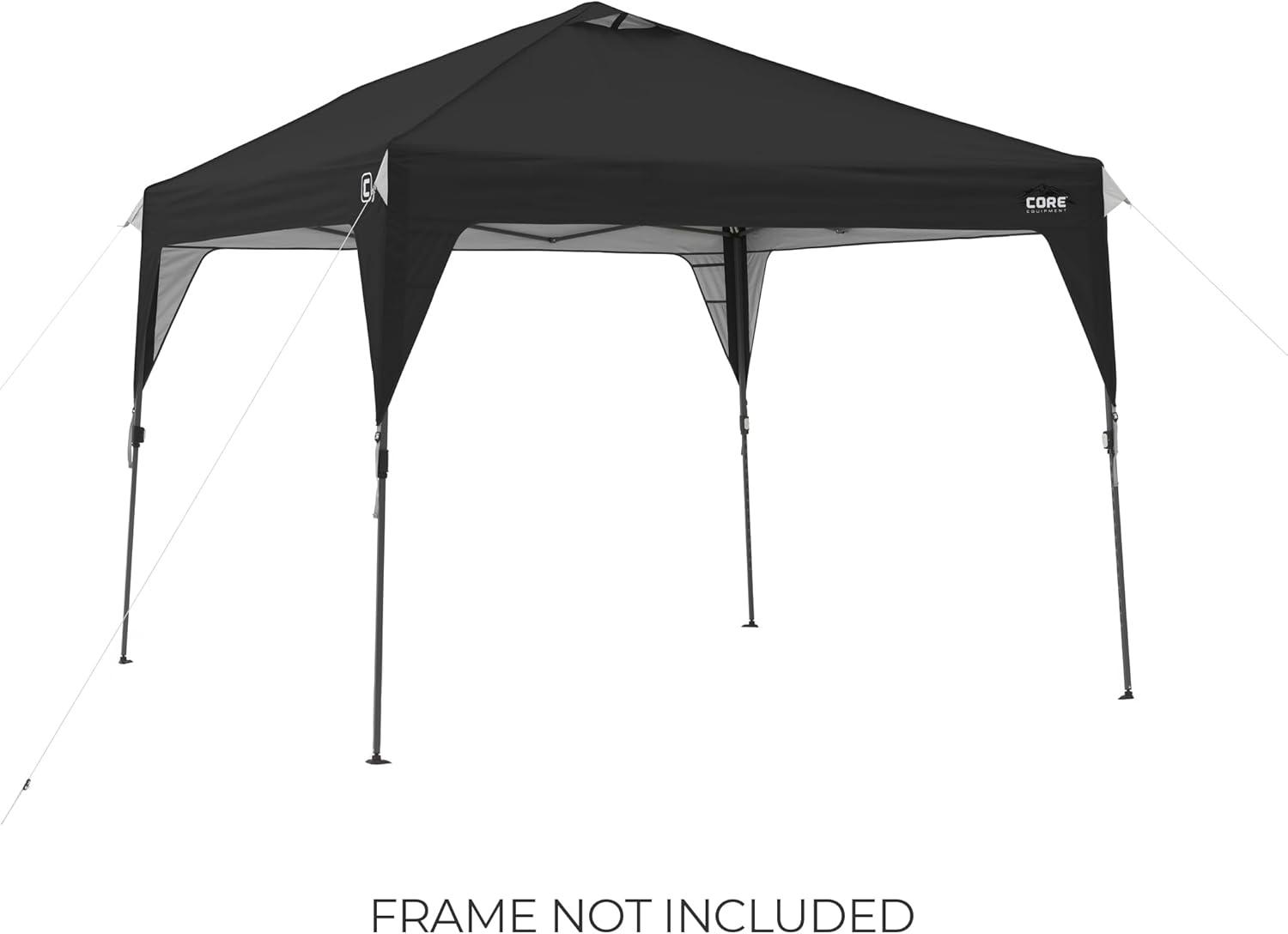 image:imageCORE 10x10 Replacement Top for Straight Leg Pop Up Canopy Tent UPF 50 Sun Protection with Vented Top and Builtin Storage PocketsBlack