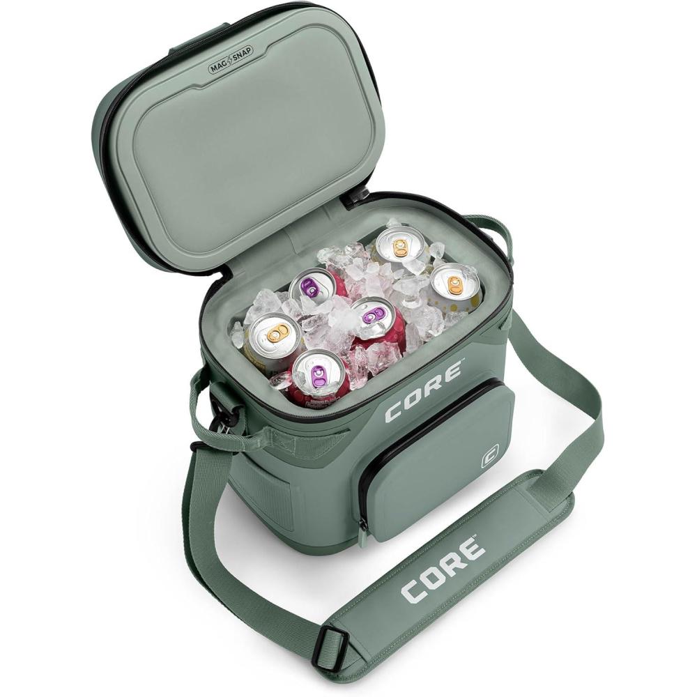 image:imageCORE Magnetic Leak Proof Soft Cooler with Waterproof Zipper  Insulated Bag Portable Ice Chest Box  Best Soft Cooler for Food amp Beverages for Tailgating Car Camping Travel and Family Beach PicnicsSage