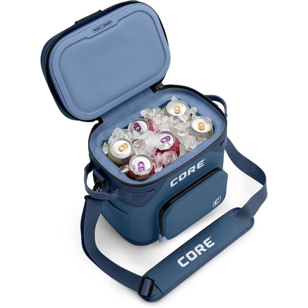 image:imageCORE Magnetic Leak Proof Soft Cooler with Waterproof Zipper  Insulated Bag Portable Ice Chest Box  Best Soft Cooler for Food amp Beverages for Tailgating Car Camping Travel and Family Beach PicnicsNavy