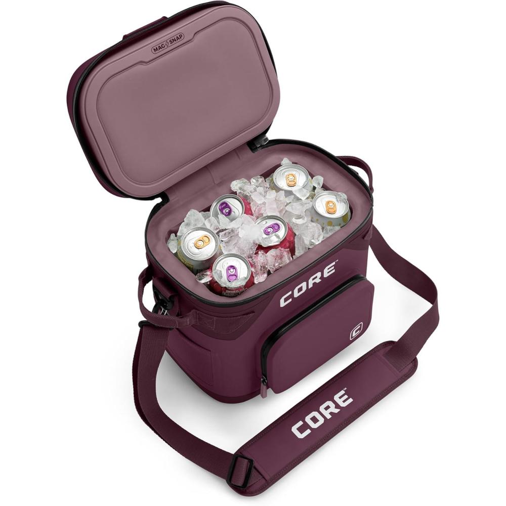 image:imageCORE Magnetic Leak Proof Soft Cooler with Waterproof Zipper  Insulated Bag Portable Ice Chest Box  Best Soft Cooler for Food amp Beverages for Tailgating Car Camping Travel and Family Beach PicnicsMulberry