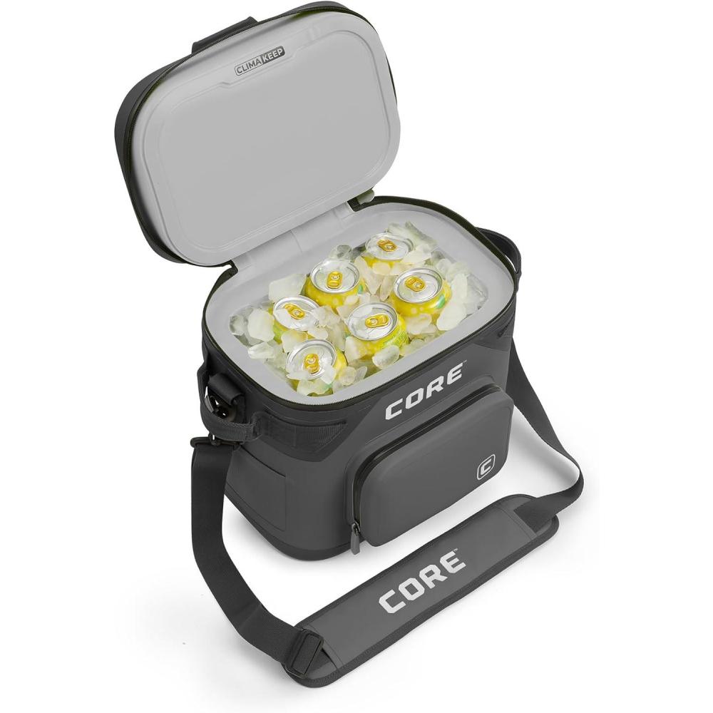 image:imageCORE Magnetic Leak Proof Soft Cooler with Waterproof Zipper  Insulated Bag Portable Ice Chest Box  Best Soft Cooler for Food amp Beverages for Tailgating Car Camping Travel and Family Beach PicnicsCharcoal