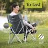 CORE Extra Large Tension Chair | Foldable Chair with Cupholders for Indoor Home or Outdoor Camping | Perfect for Concert Seat, Sports, Beach, Travel & Picnic(Dark Gray – 2 Pack)