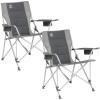 CORE Extra Large Tension Chair | Foldable Chair with Cupholders for Indoor Home or Outdoor Camping | Perfect for Concert Seat, Sports, Beach, Travel & Picnic(Dark Gray – 2 Pack)