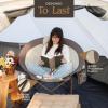 CORE Oversized Papasan Saucer Chair | Foldable Moon Lounge Chair with Cupholder & Storage Pocket for Indoor Home or Outdoor Camping | Perfect for Concert Seat, Sports, Beach, Travel & Picnic(Mocha Latte)