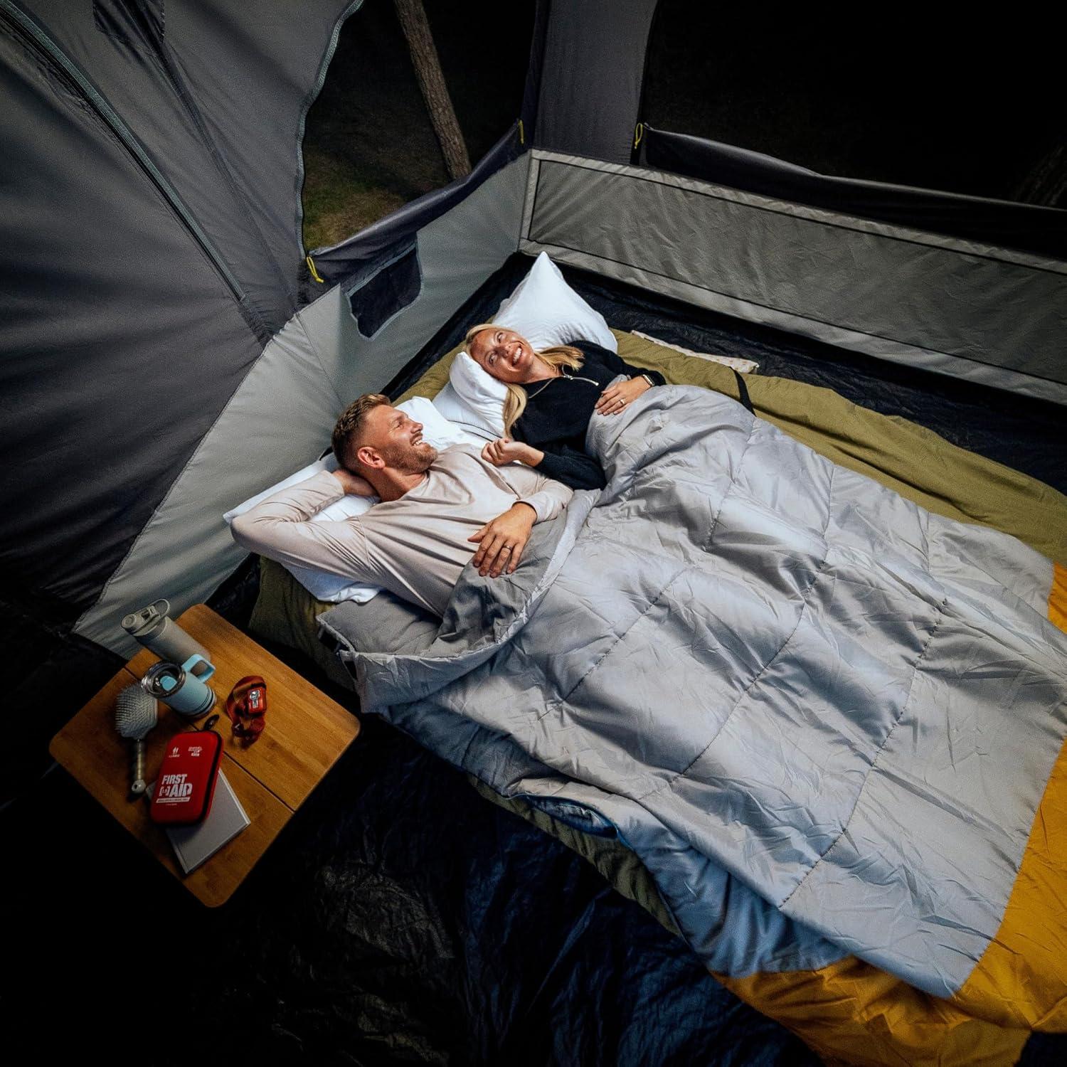 image:imageCORE 50 Degree Double Sleeping Bag Adult 2 Person Queen Size Sleep Sack Perfect for Indoor or Outdoor Use Camping Hiking amp Sleepovers Ideal for Warm 3 Season Weather
