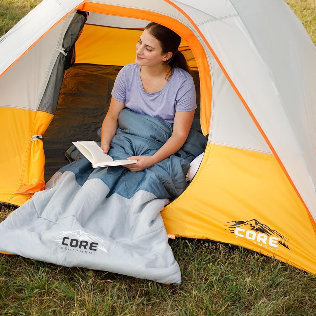 image:imageCORE Sleeping Bags for Adults Lightweight amp Compact Perfect for Indoor or Outdoor Use Camping Backpacking Hiking amp Sleepovers Ideal for Warm amp Cooler 3 Season WeatherRegular 77 x 33