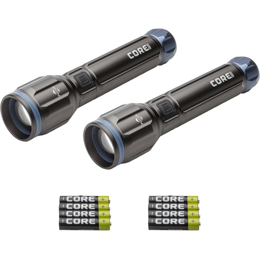 image:imageCORE 1200 Lumen Battery Powered Flashlight  LED Flashlight with 4 Modes Adjustable Focus Battery Indicator Water Reistant  Ideal for Home Emergency Camping Hiking  AAA Batteries Included