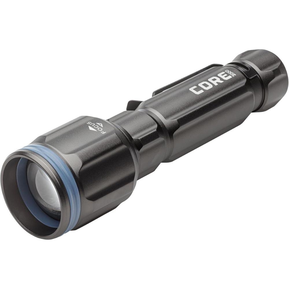 image:imageCORE 2000 Lumen Rechargeable Flashlight  LED Flashlight with 4 Modes Adjustable Focus Battery Indicator Waterproof  Ideal for Home Emergency Camping Hiking  USB Cable Included