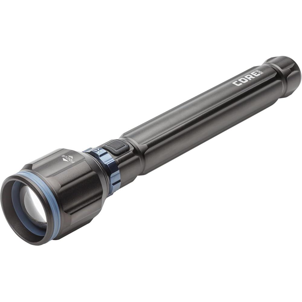 image:imageCORE 5000 Lumen Rechargeable Flashlight  LED Flashlight with 4 Modes Adjustable Focus Battery Indicator Waterproof  Ideal for Home Emergency Camping Hiking  USB Cable Included