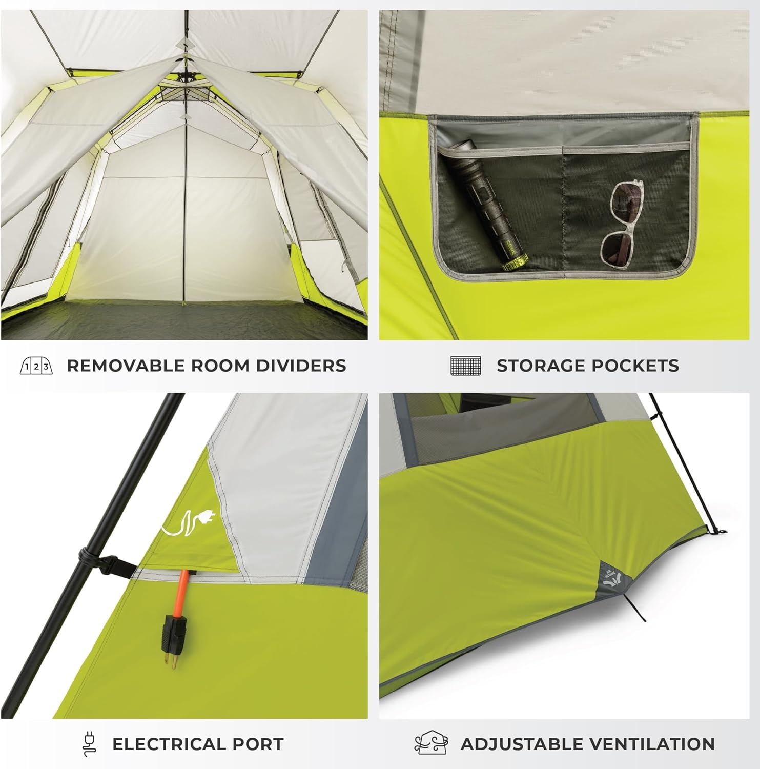 image:imageCORE Instant Cabin Tents Family Cabin Multi Room Pop Up Tents Car Camping Included Storage Pockets for Camping Accessories12 Person