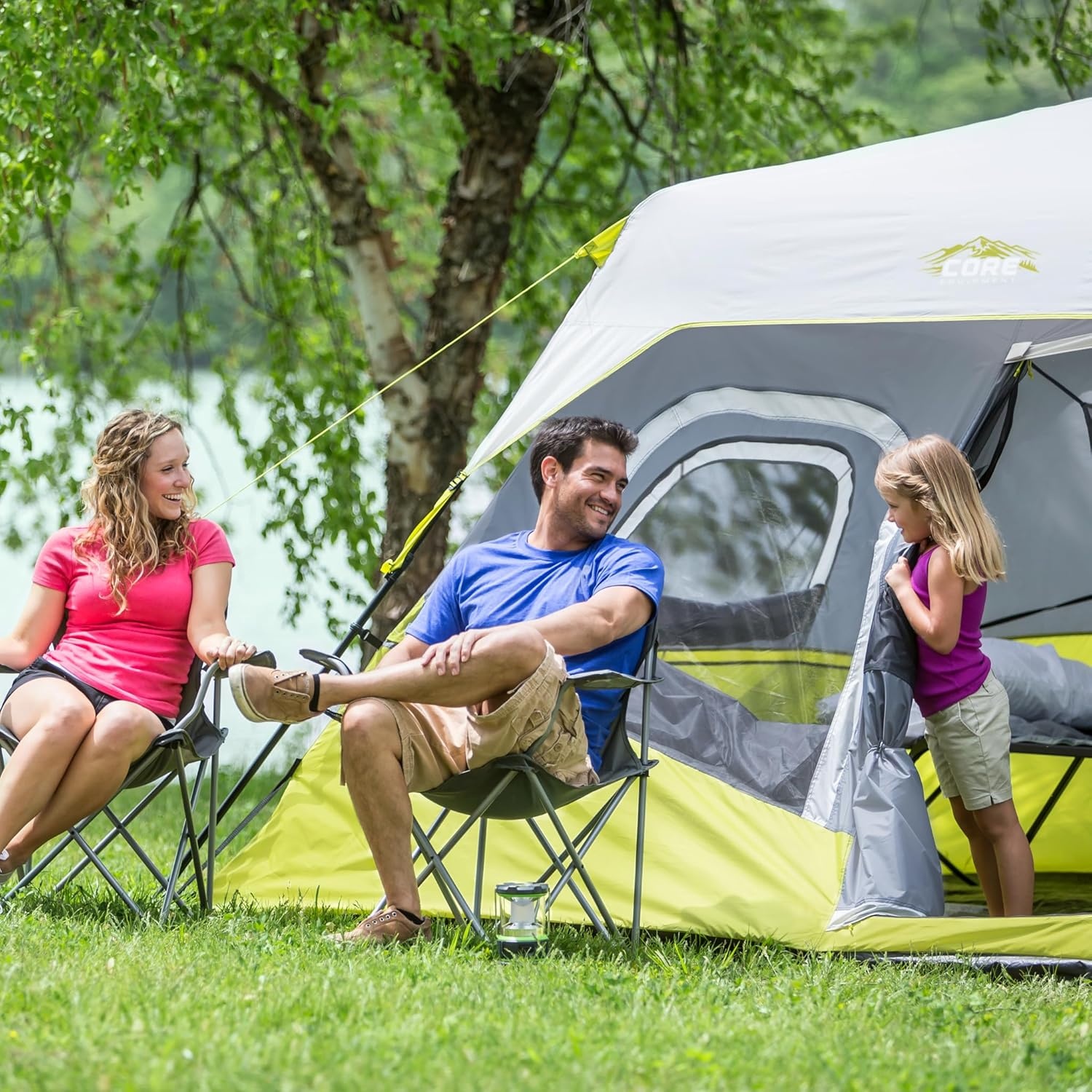 image:imageCORE Instant Cabin Tents Family Cabin Multi Room Pop Up Tents Car Camping Included Storage Pockets for Camping Accessories6 Person Dark Gray