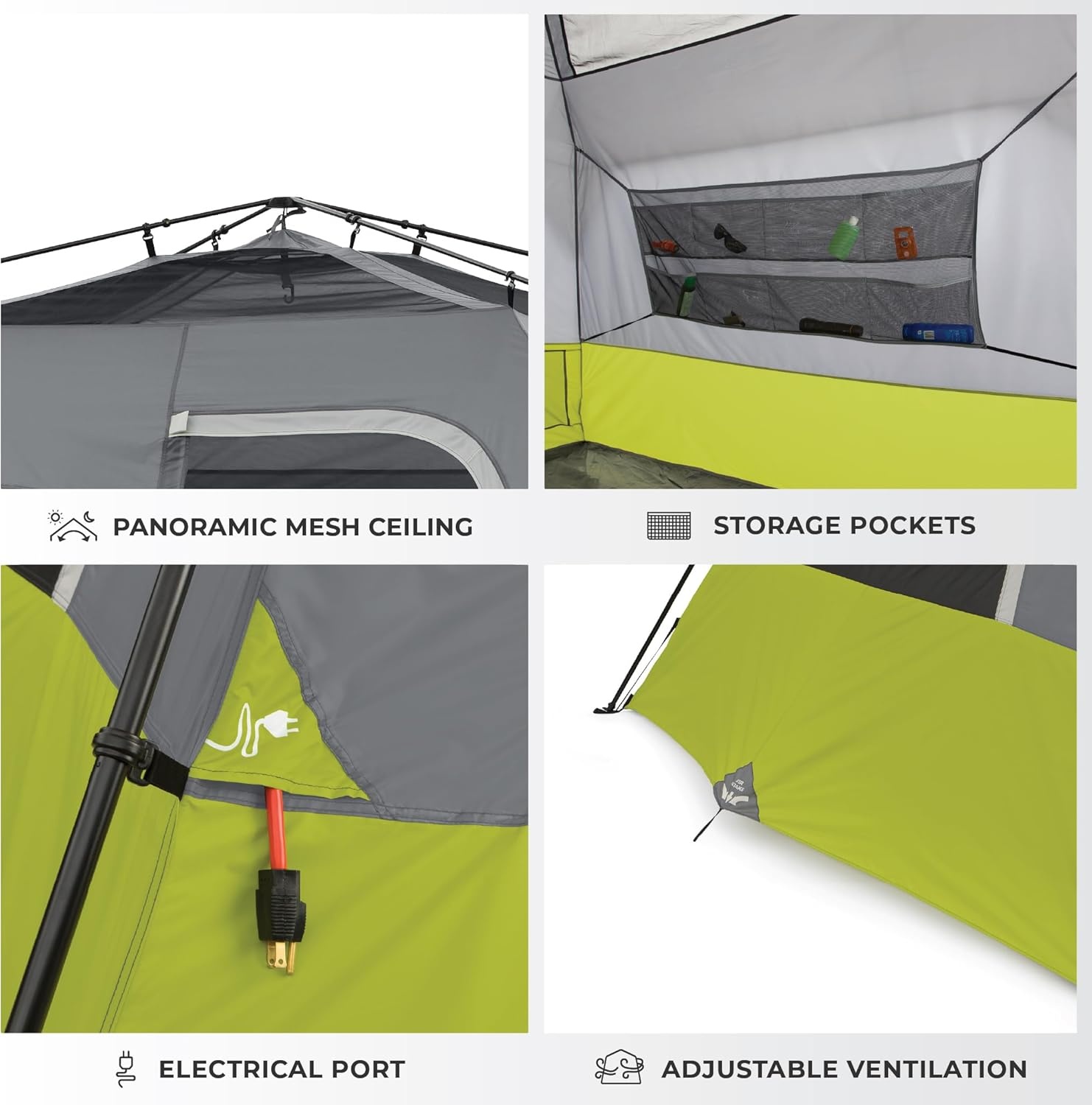 image:imageCORE Instant Cabin Tents Family Cabin Multi Room Pop Up Tents Car Camping Included Storage Pockets for Camping Accessories6 Person Dark Gray