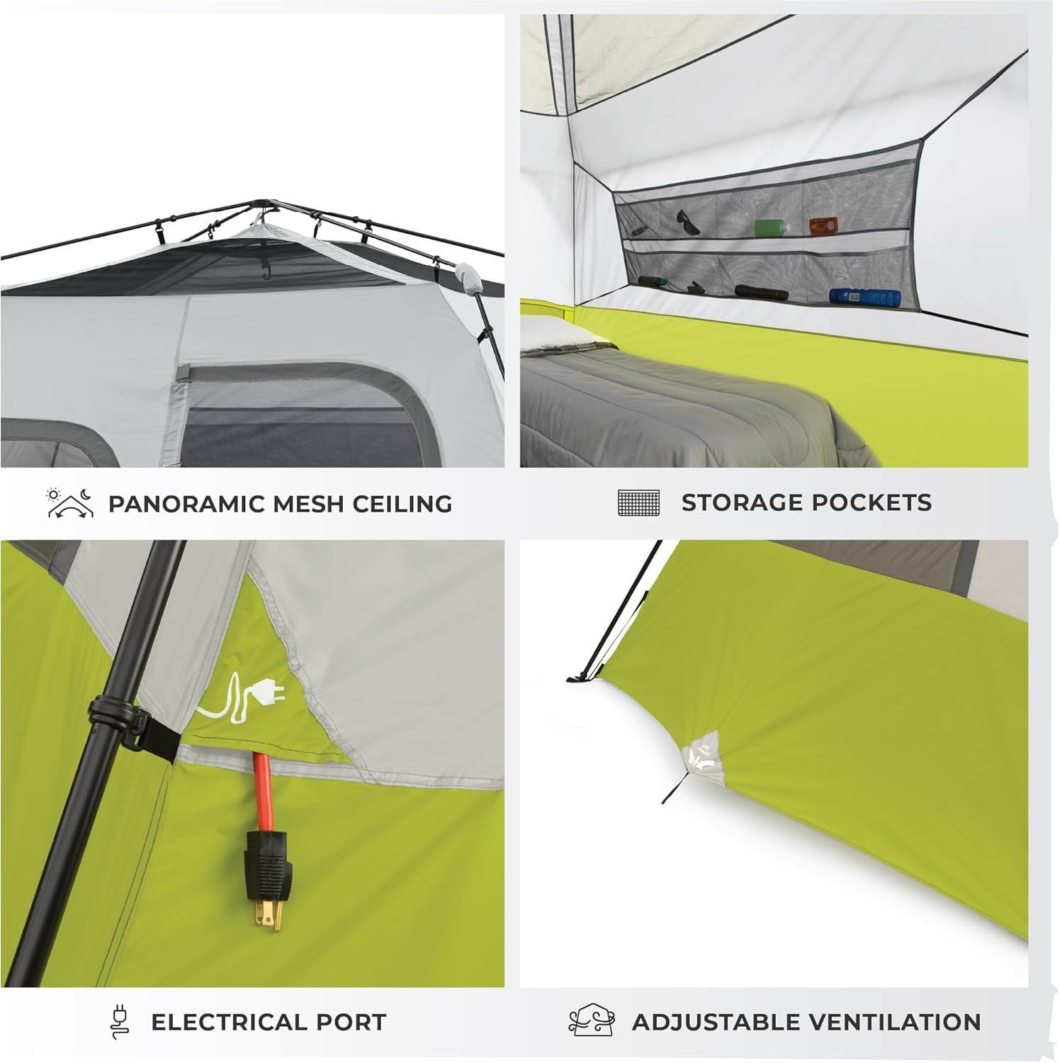 image:imageCORE Instant Cabin Tents Family Cabin Multi Room Pop Up Tents Car Camping Included Storage Pockets for Camping Accessories6 Person Light Gray