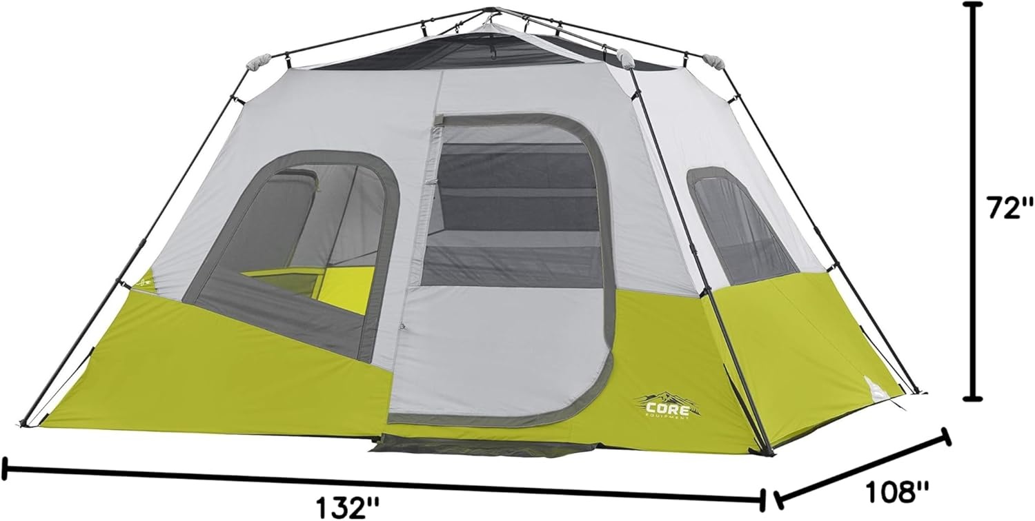 image:imageCORE Instant Cabin Tents Family Cabin Multi Room Pop Up Tents Car Camping Included Storage Pockets for Camping Accessories6 Person Light Gray